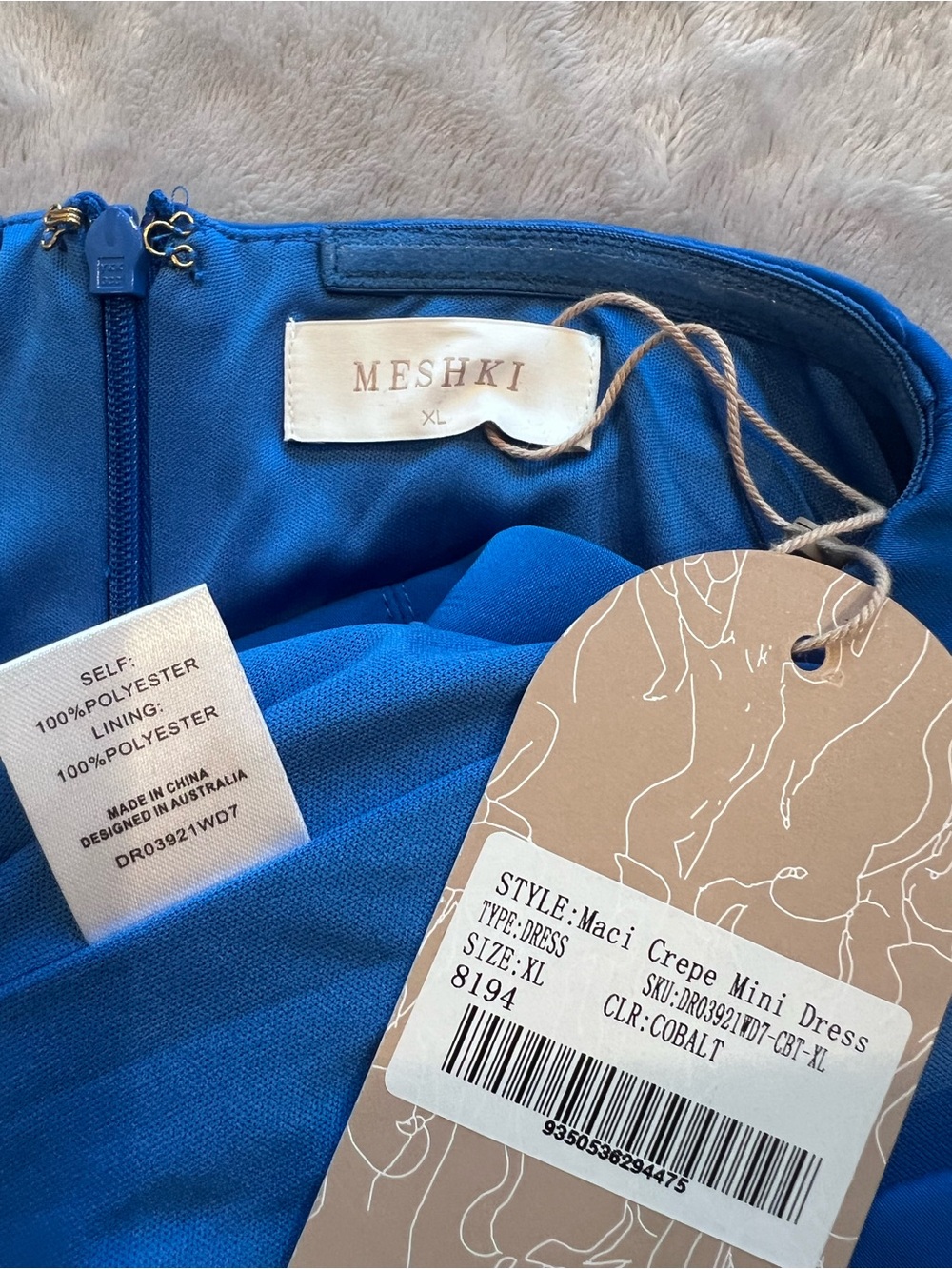 Meshki Cobalt Blue Mini Crepe Dress